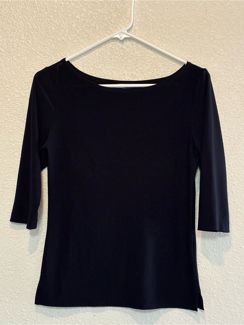 Women's Black Boatneck 3/4 Sleeve Top